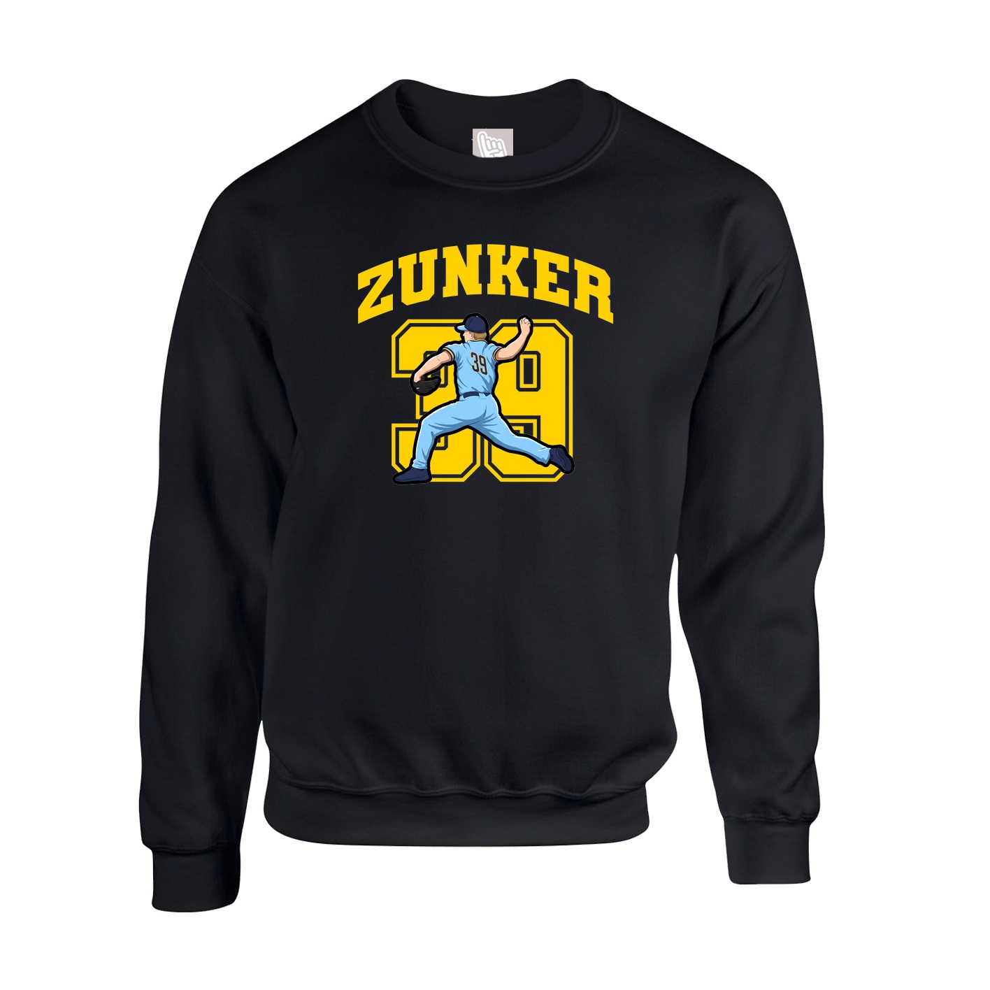 Fleece Crew — Number in Black