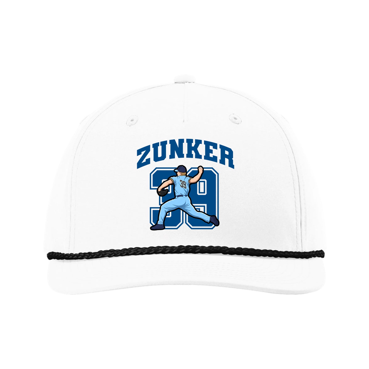 Five-Panel Classic Rope Cap — Number in White
