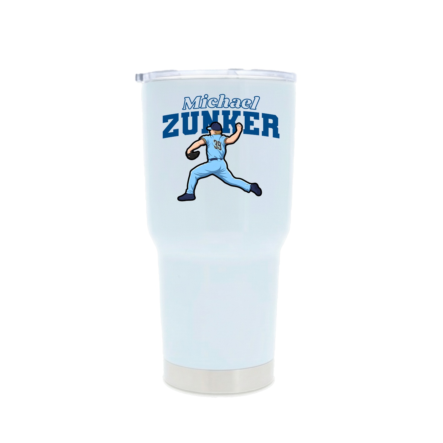 30oz Stainless Steel Tumbler — Name Arch in White