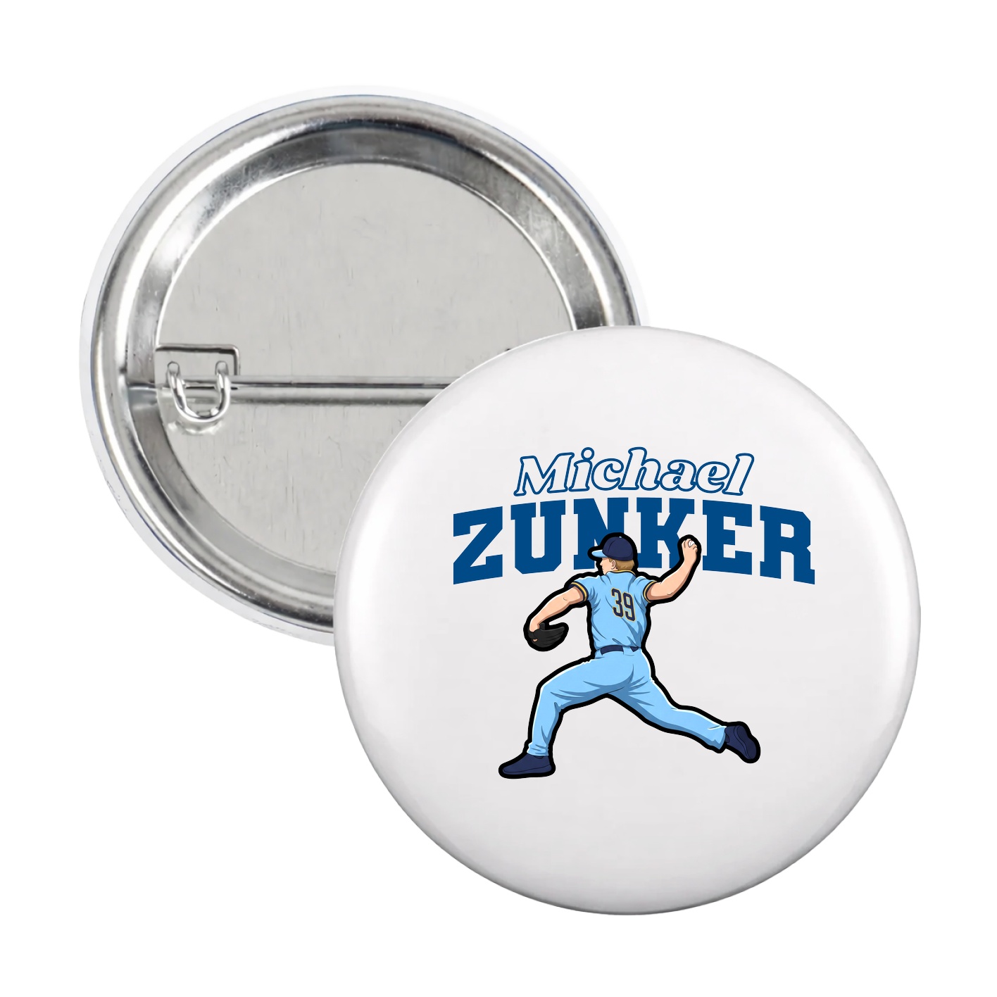 Game Day Button — Name Arch in White