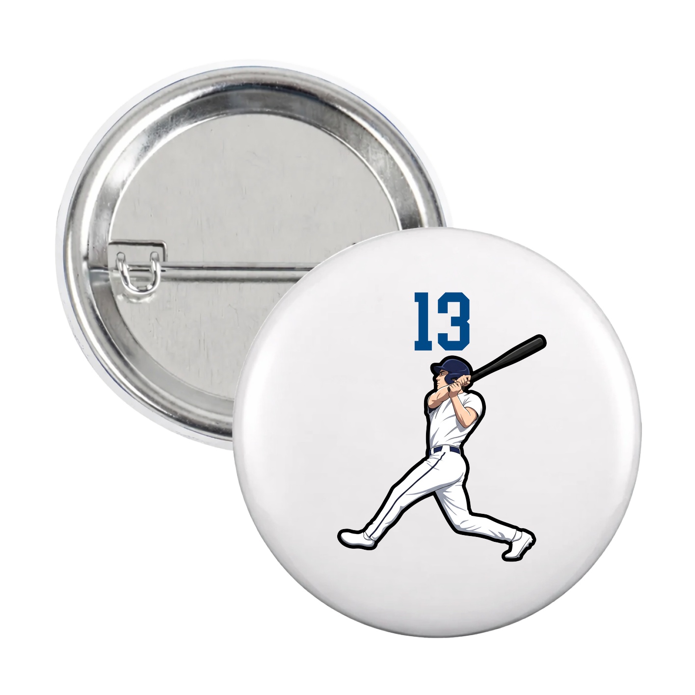 Game Day Button — Number Top in White