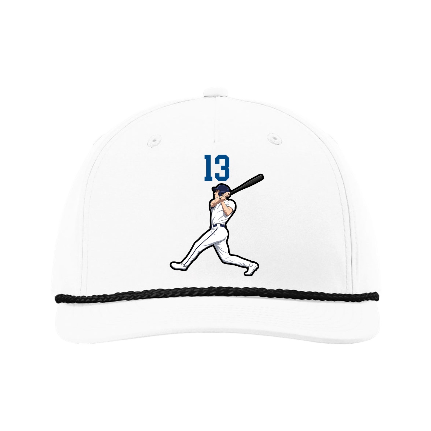 Five-Panel Classic Rope Cap — Number Top in White