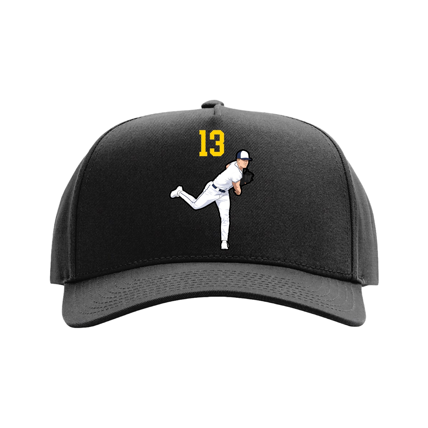 Full Fabric Five-Panel Champ Cap — Number Top in Black