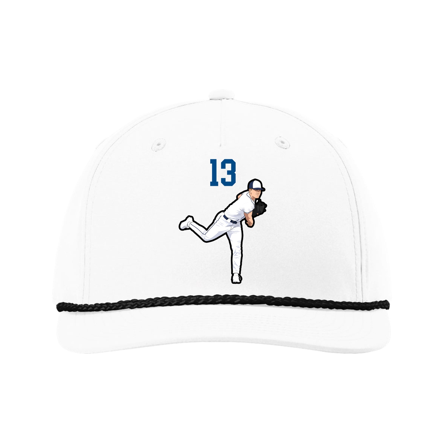 Five-Panel Classic Rope Cap — Number Top in White