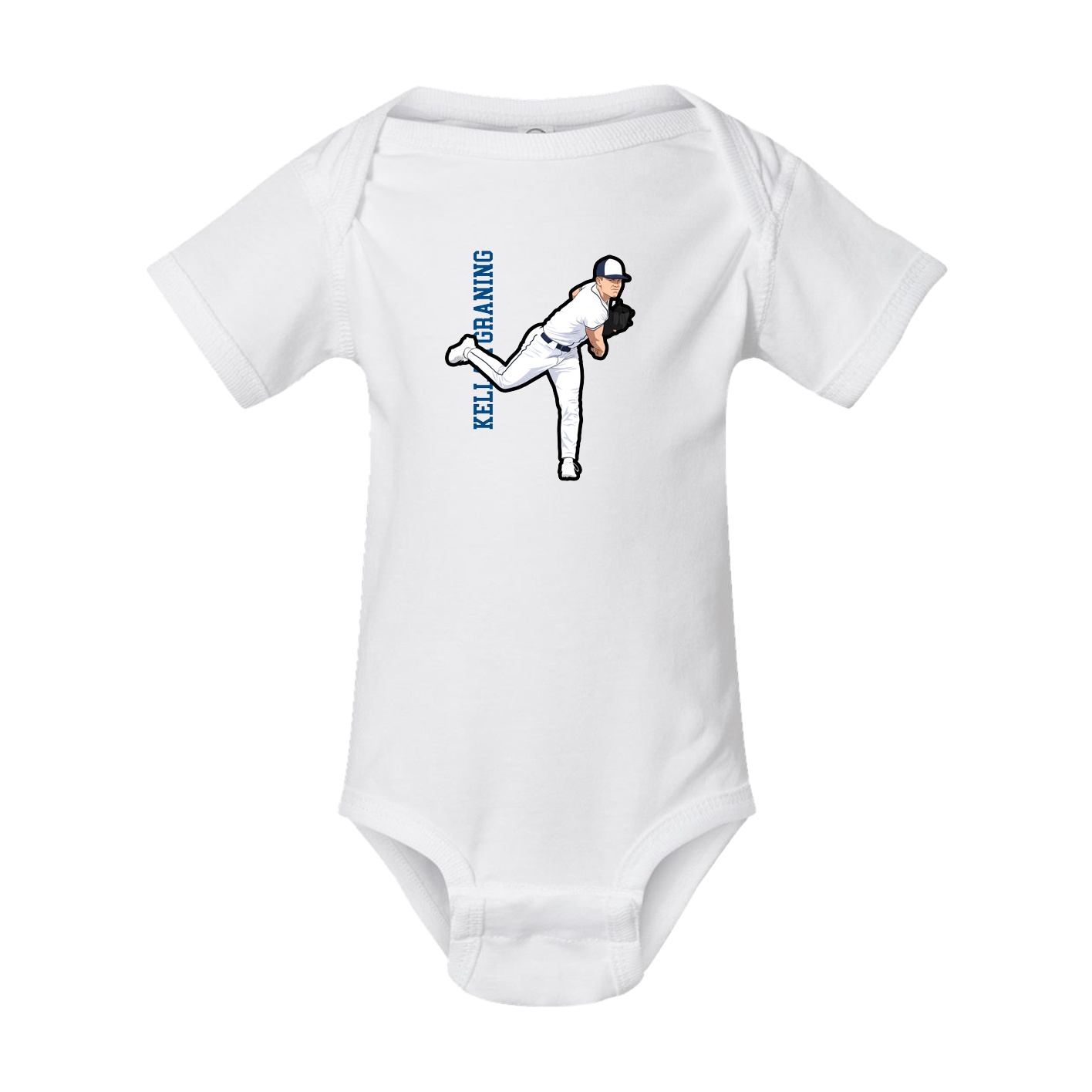 Baby Onesie — Name Vertical in White