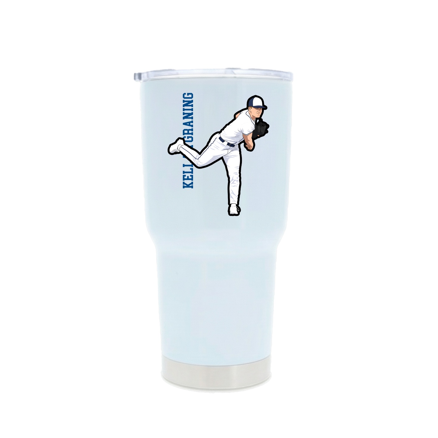 30oz Stainless Steel Tumbler — Name Vertical in White