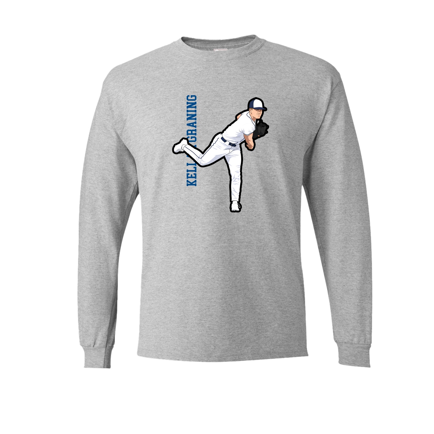 Long Sleeve Tee — Name Vertical in Grey