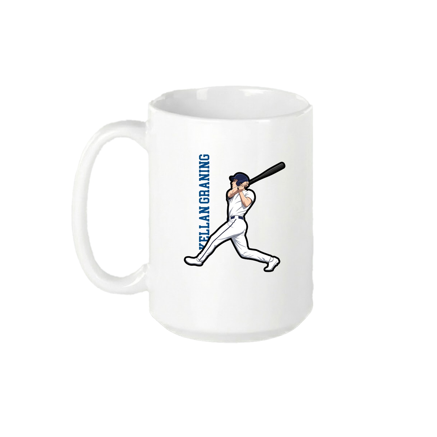 15oz Coffee Mug — Name Vertical in White