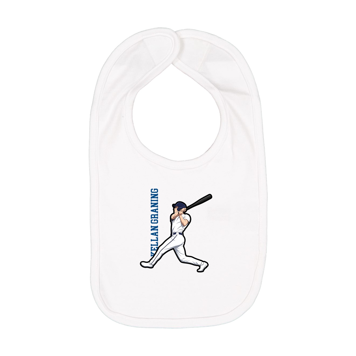Infant Bib — Name Vertical in White