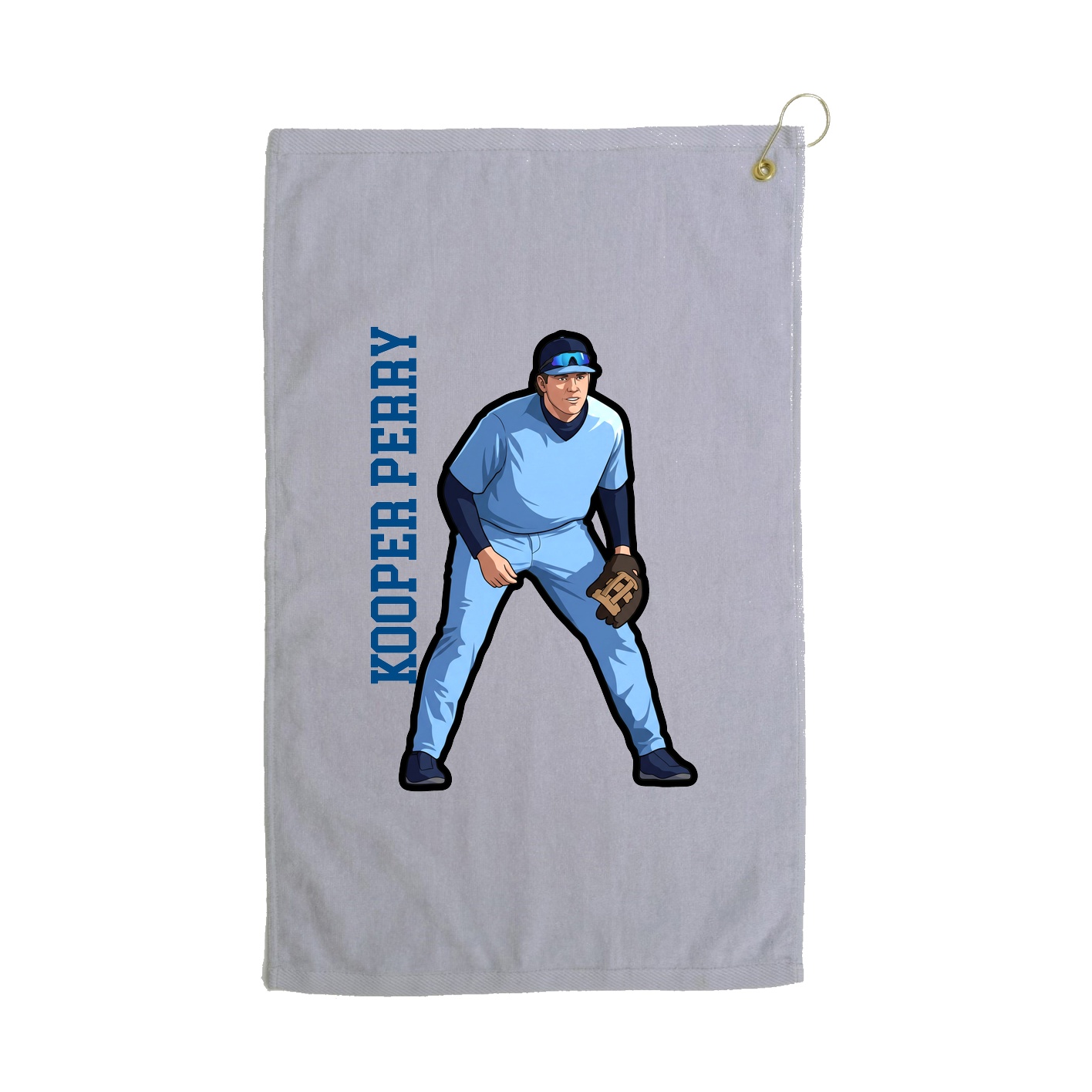 Golf Towel — Name Vertical in Grey
