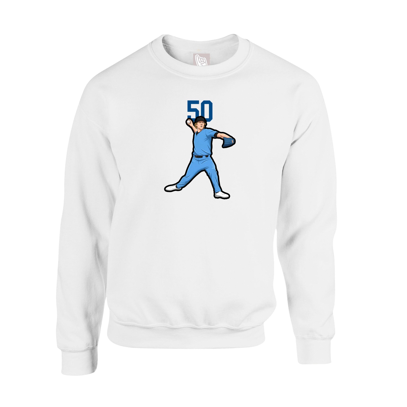 Fleece Crew — Number Top in White