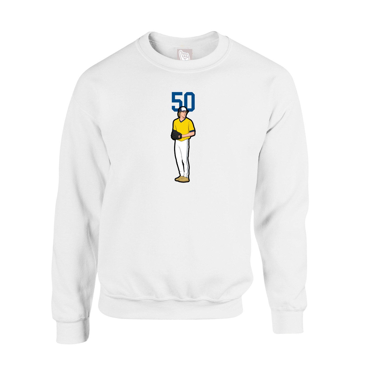 Fleece Crew — Number Top in White