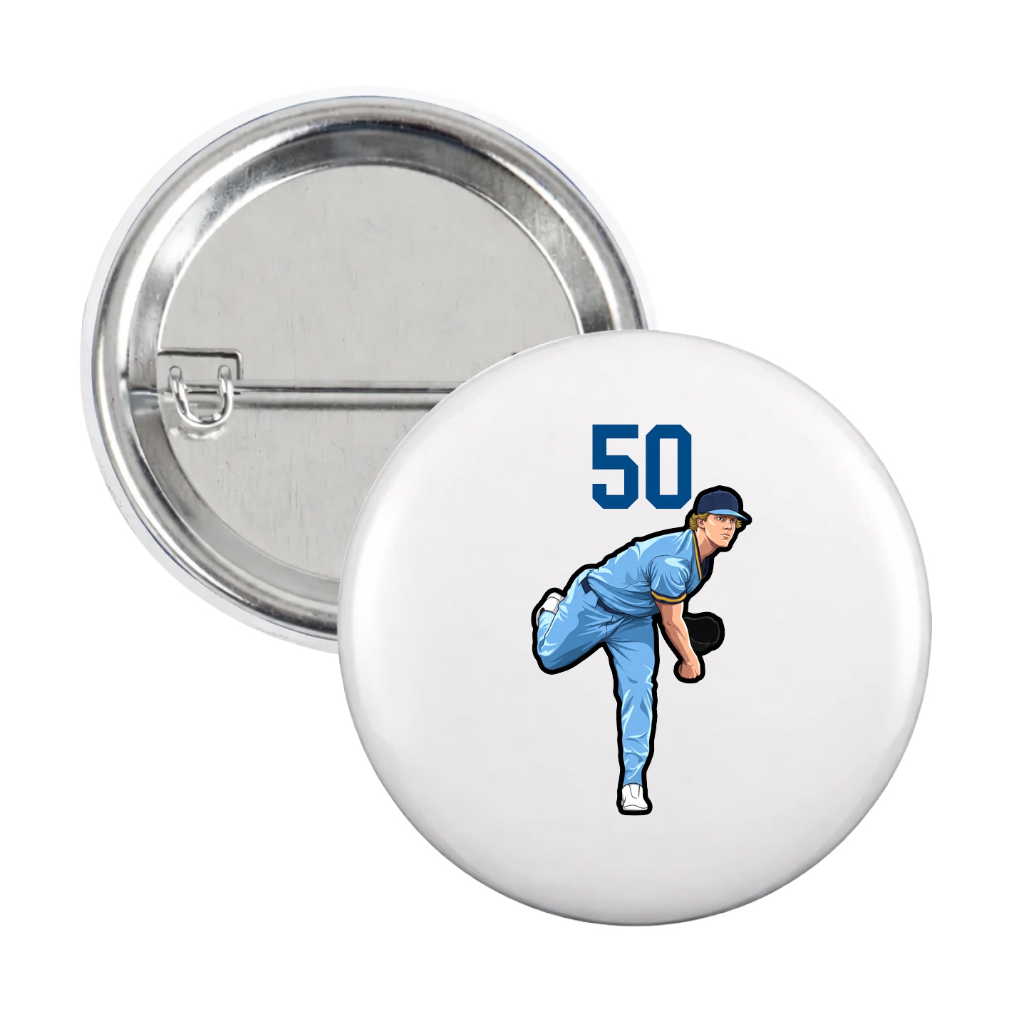 Game Day Button — Number Top in White