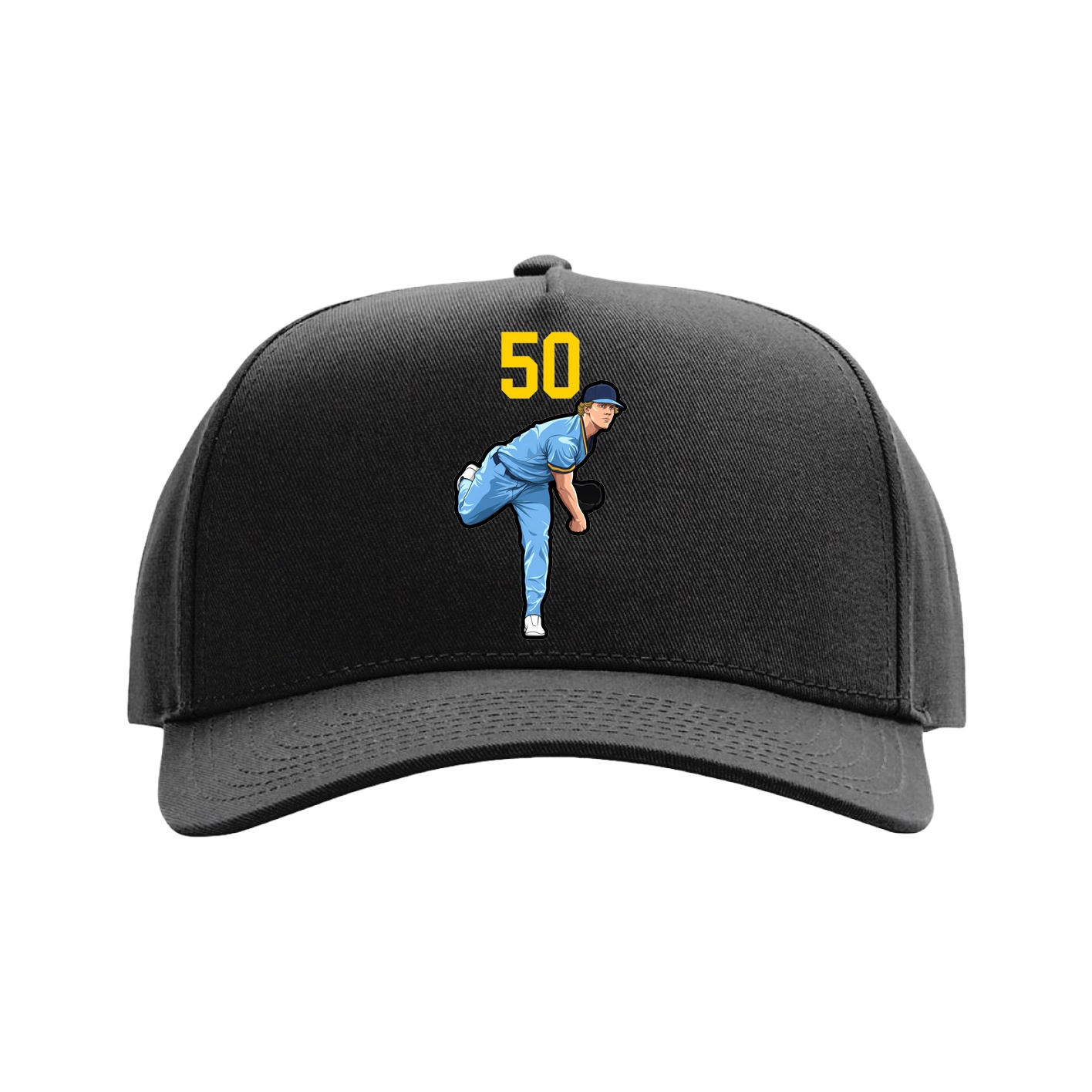 Full Fabric Five-Panel Champ Cap — Number Top in Black