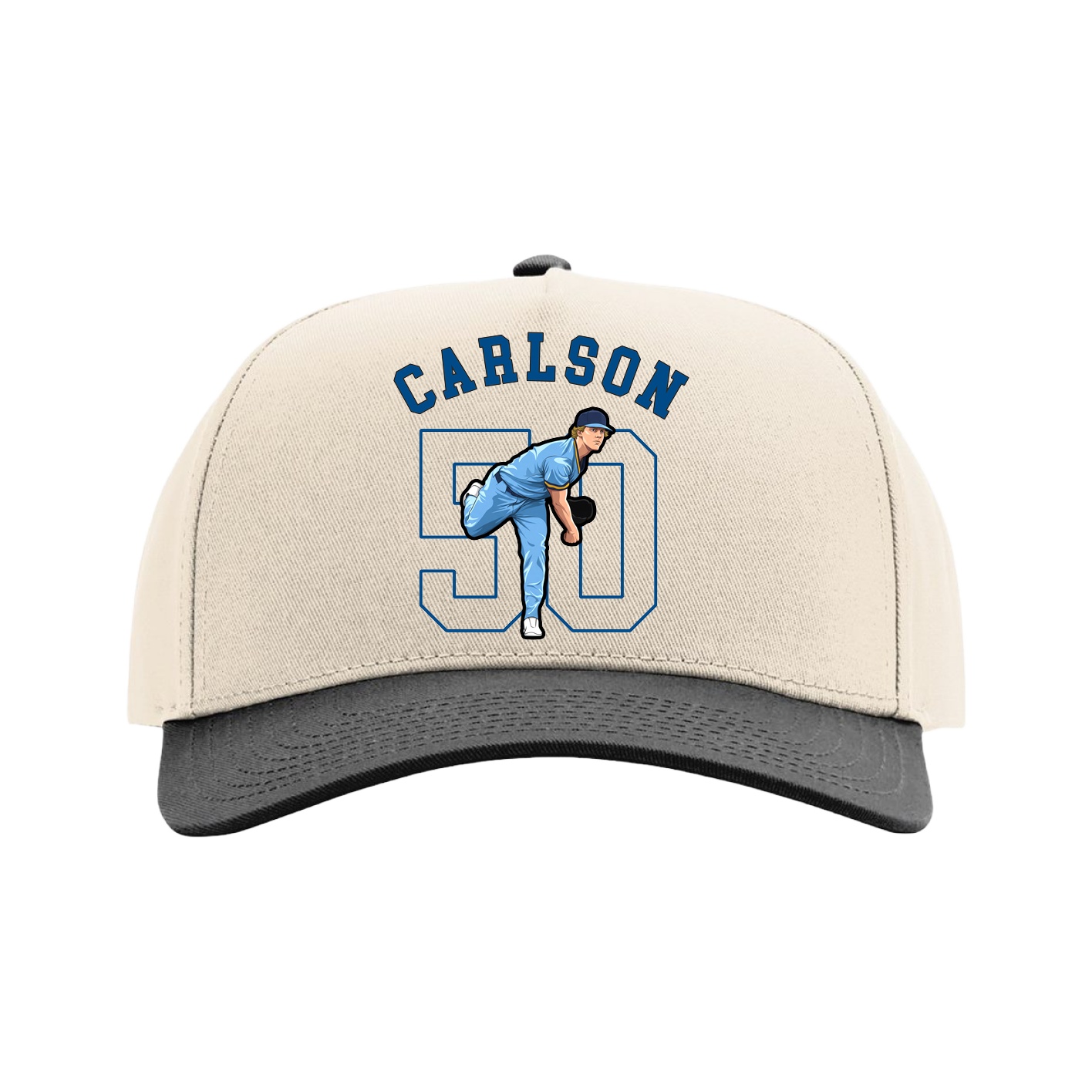 Full Fabric Five-Panel Champ Cap — Shirsey Arch in Cream/Black