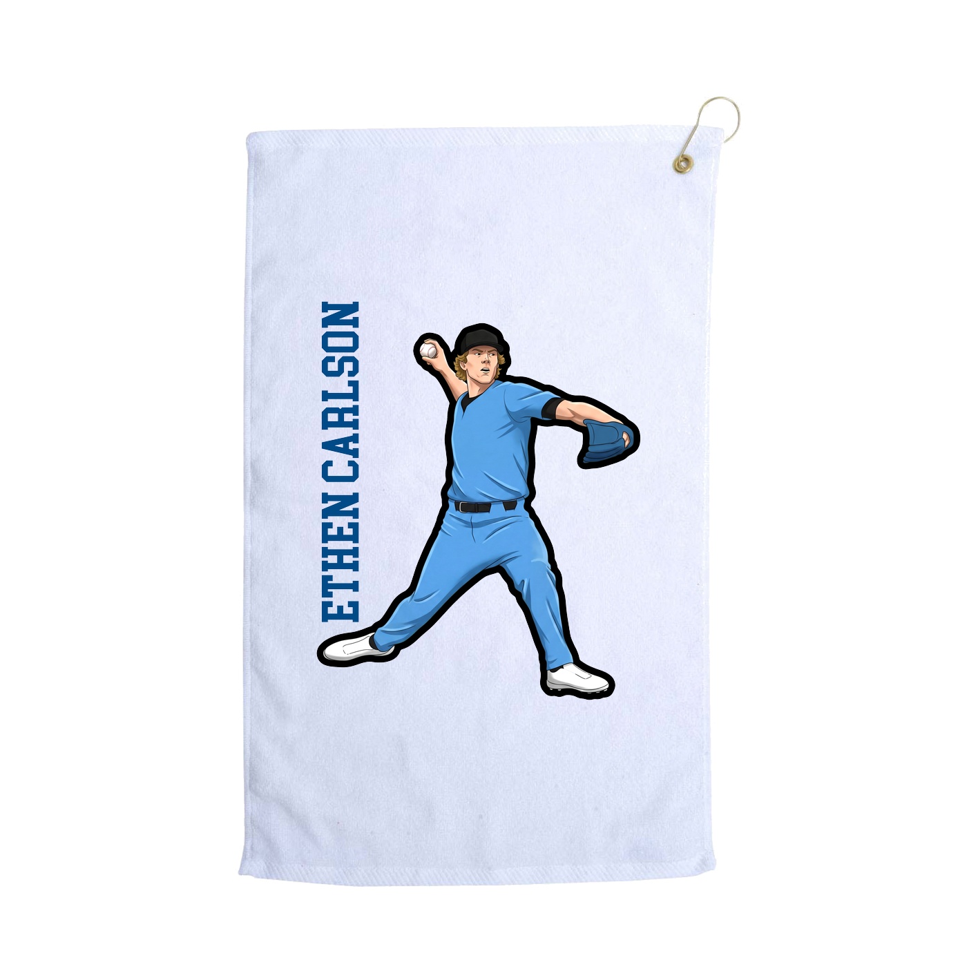Golf Towel — Name Vertical in White