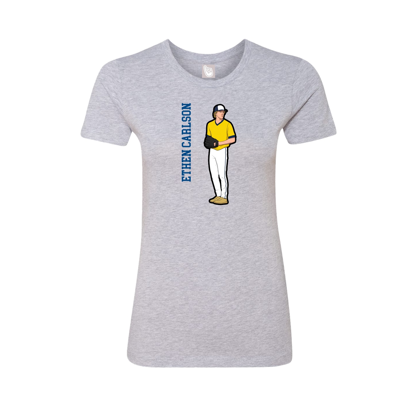 Fitted Women's Tee — Name Vertical in Grey