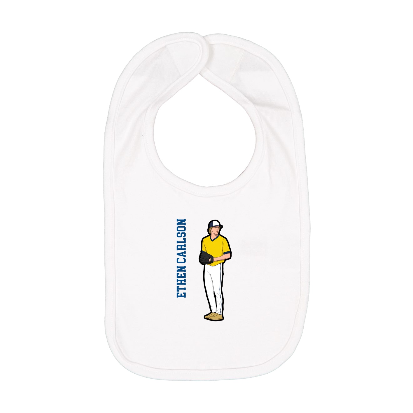 Infant Bib — Name Vertical in White