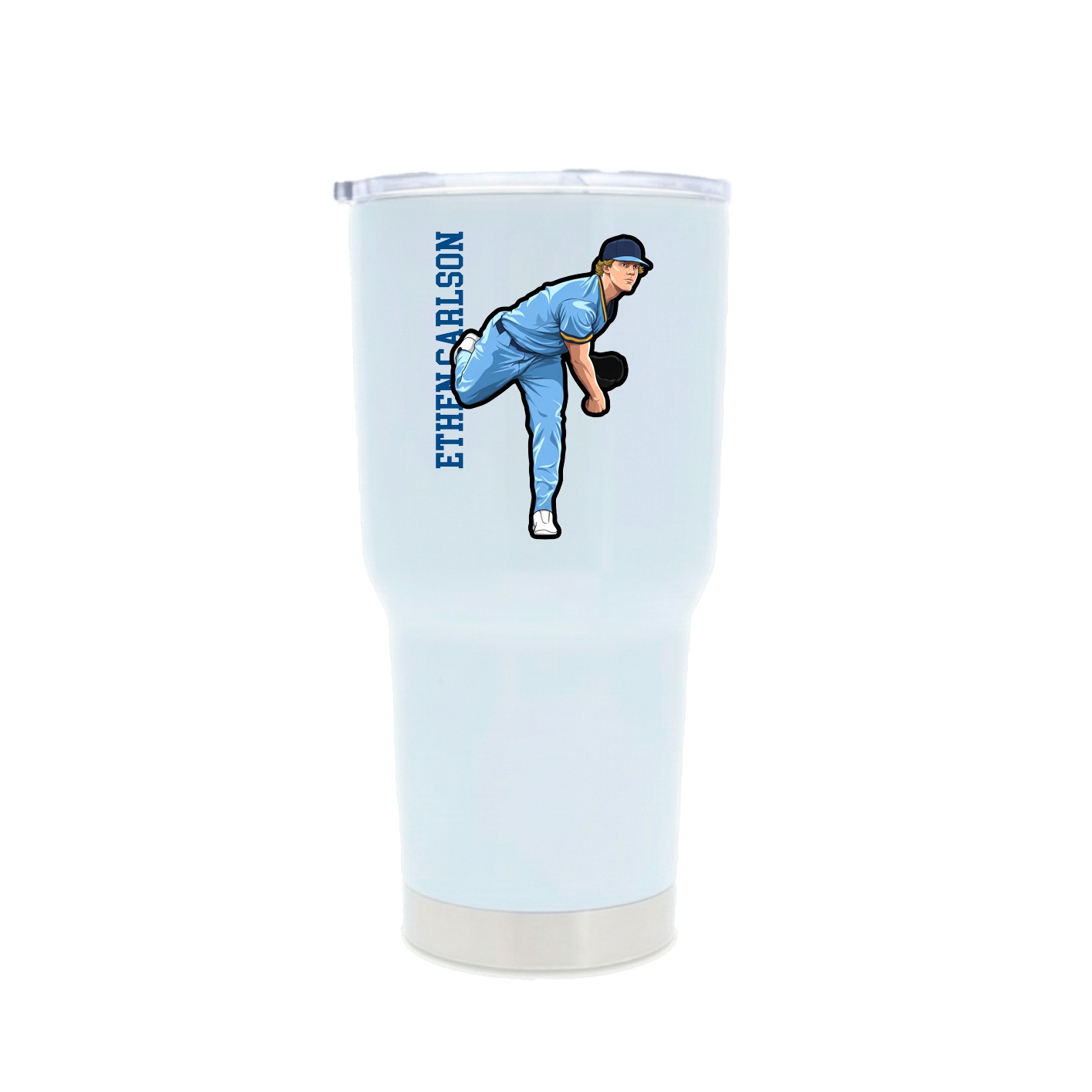 30oz Stainless Steel Tumbler — Name Vertical in White