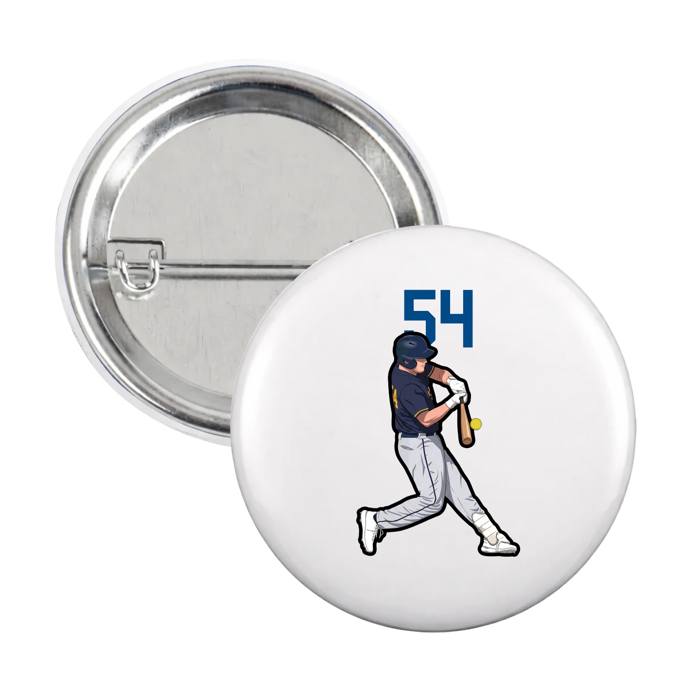 Game Day Button — Number Top in White