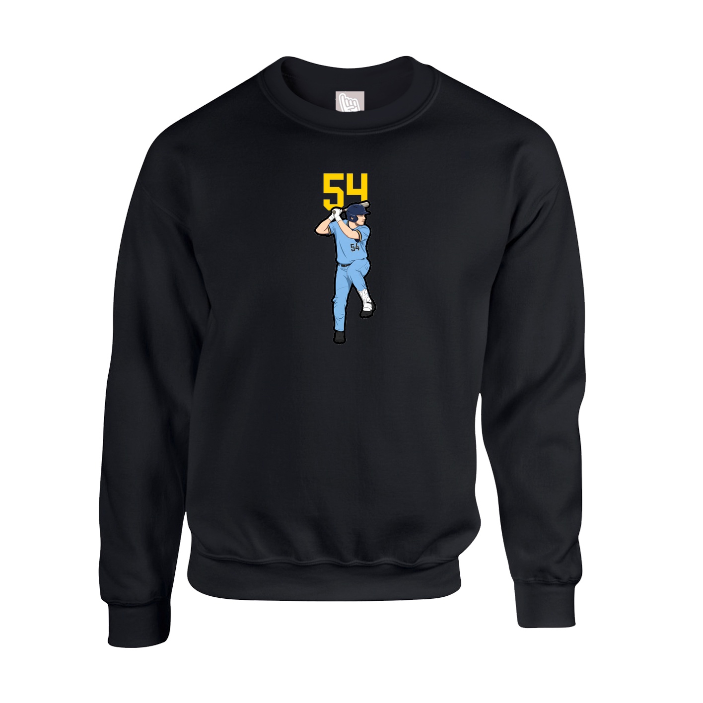 Fleece Crew — Number Top in Black