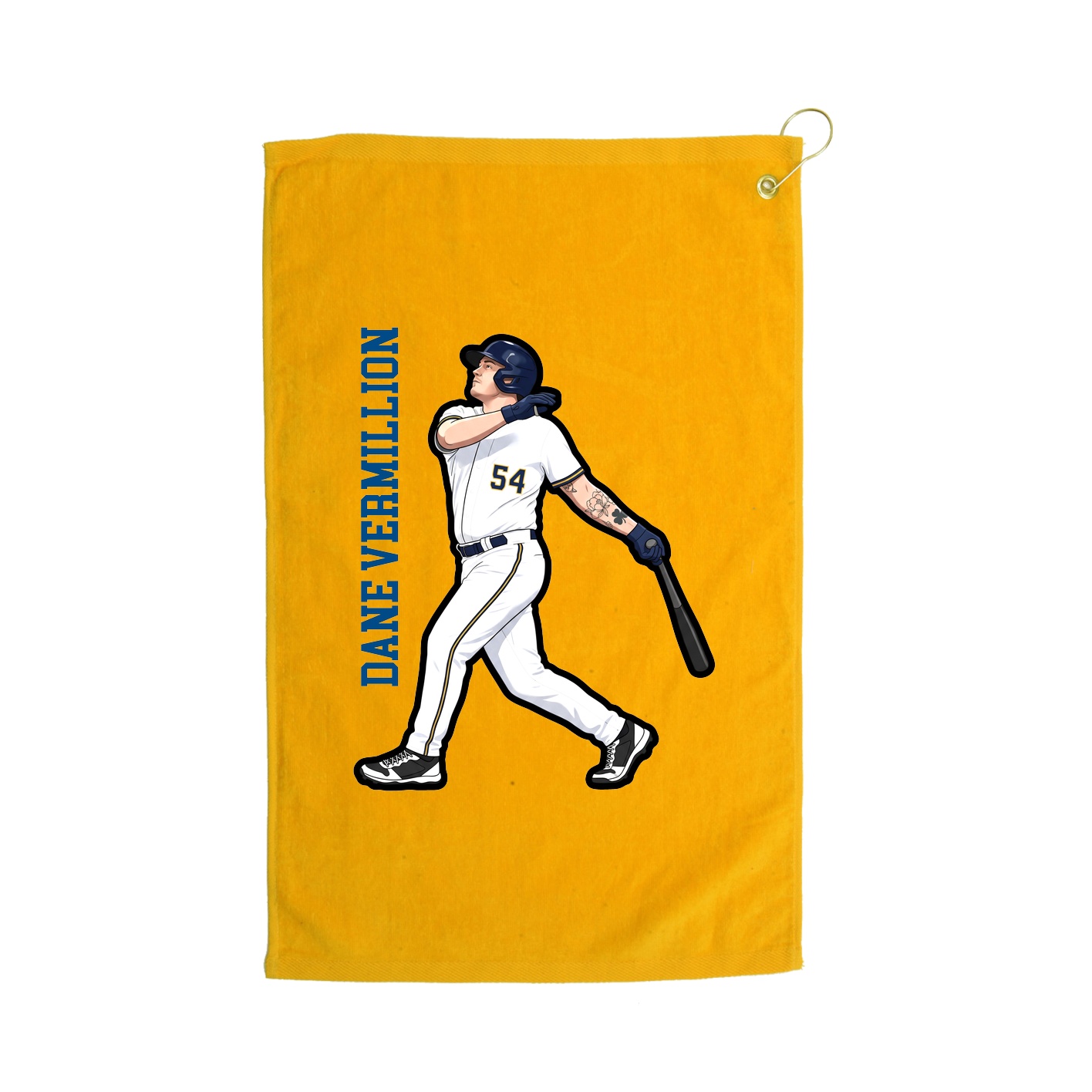 Golf Towel — Name Vertical in Gold