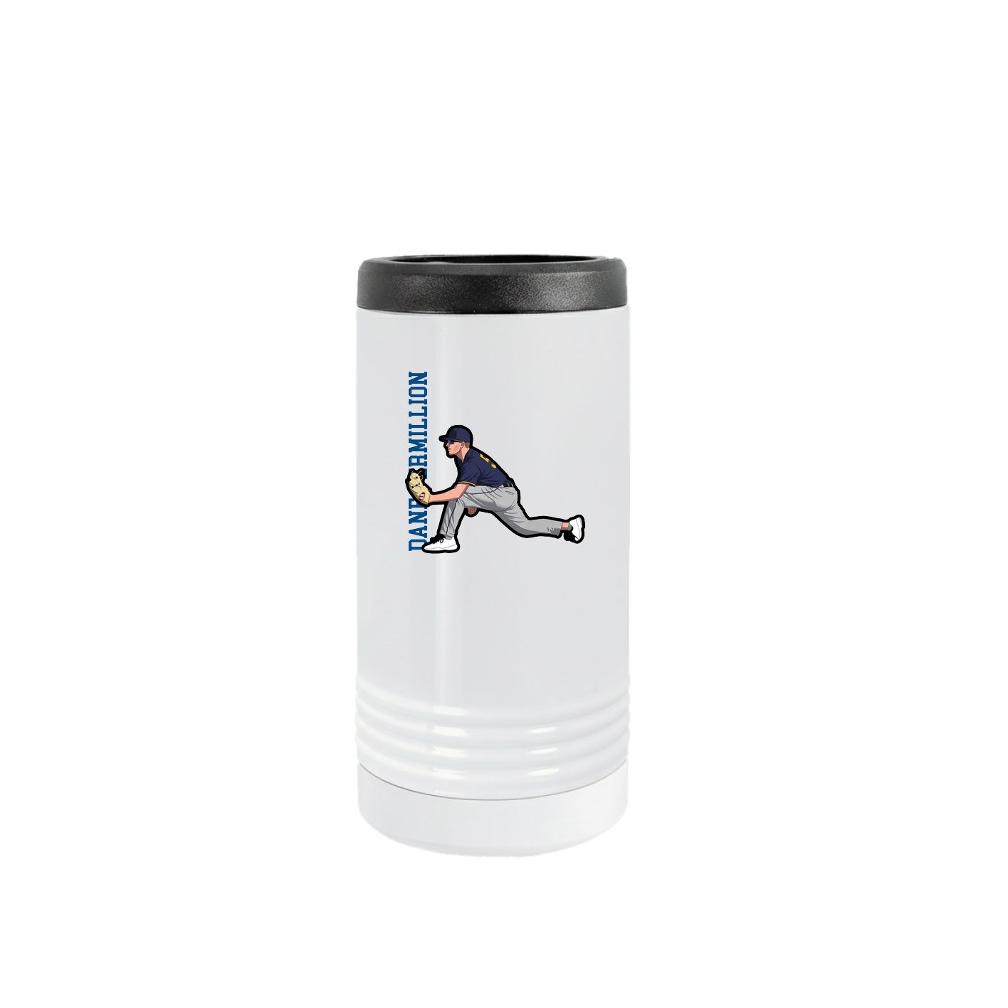 Slim Beverage Holder — Name Vertical in White
