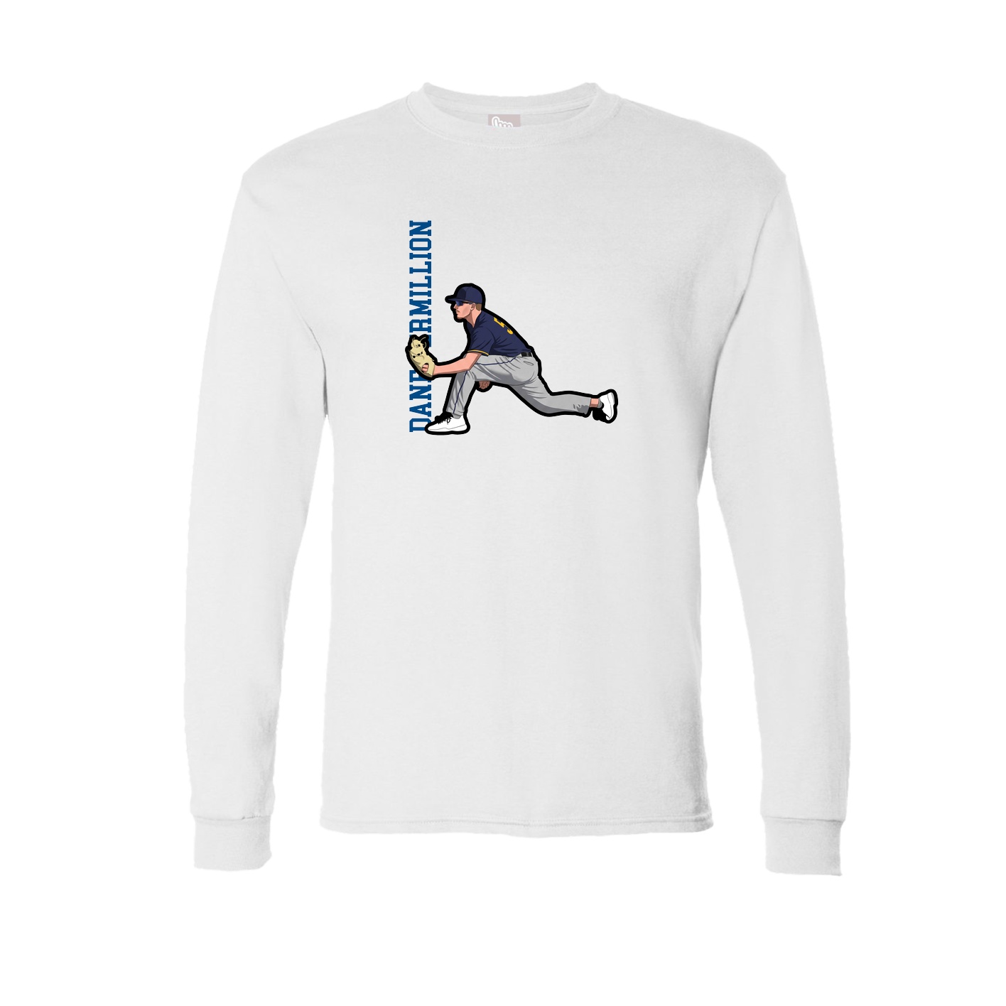 Long Sleeve Tee — Name Vertical in White