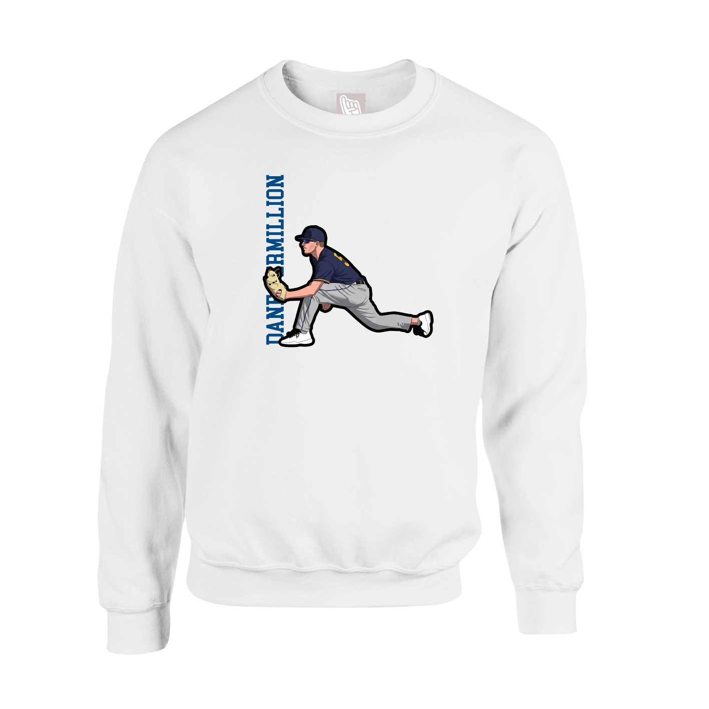 Fleece Crew — Name Vertical in White
