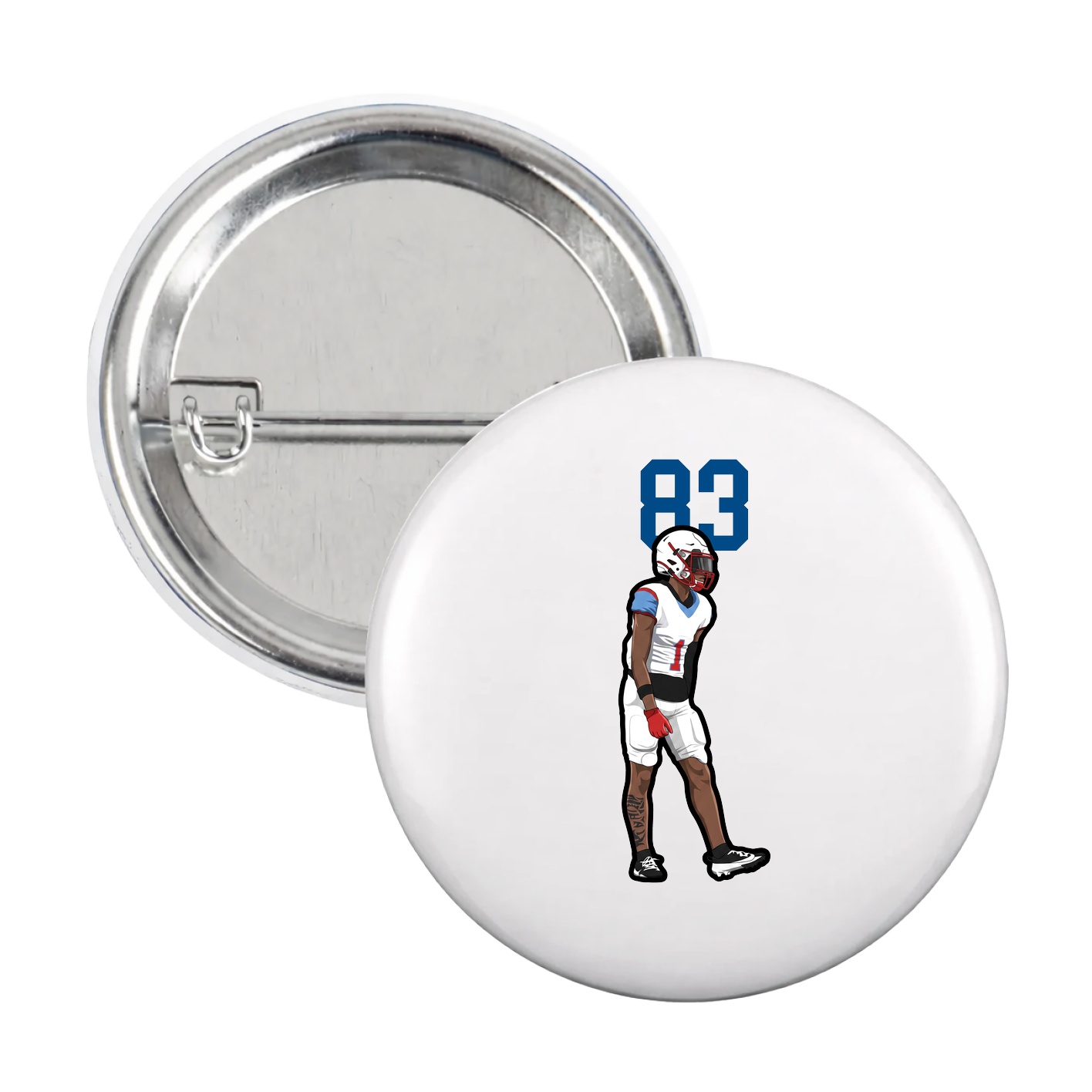 Game Day Button — Number Top in White