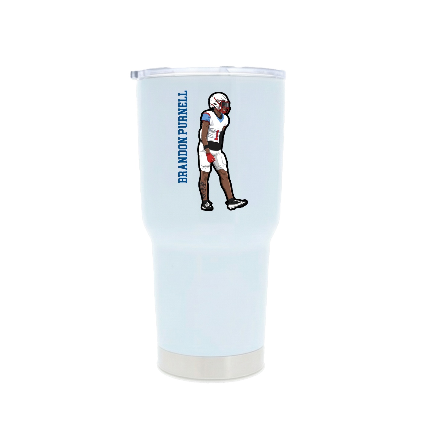 30oz Stainless Steel Tumbler — Name Vertical in White