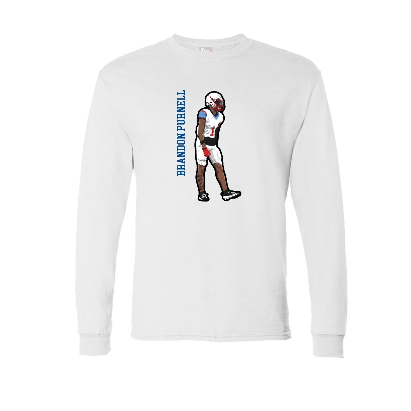 Long Sleeve Tee — Name Vertical in White