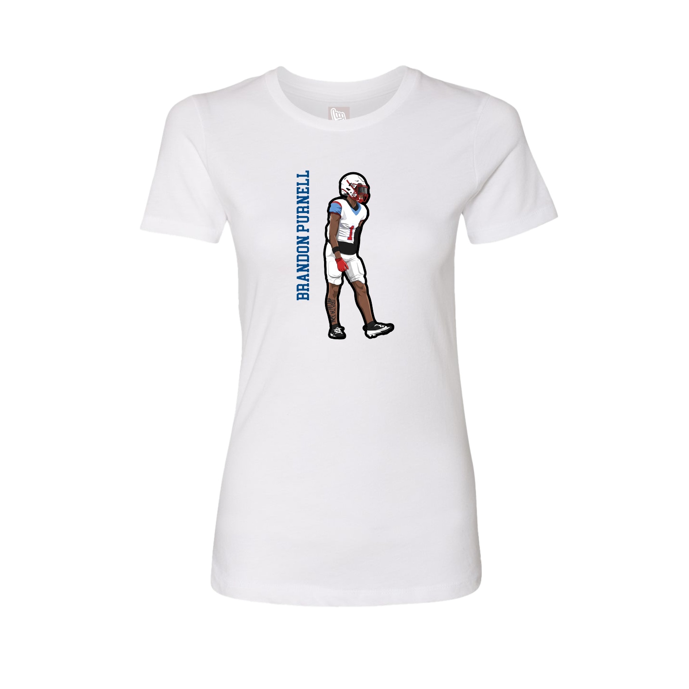 Womens Tee — Name Vertical in White