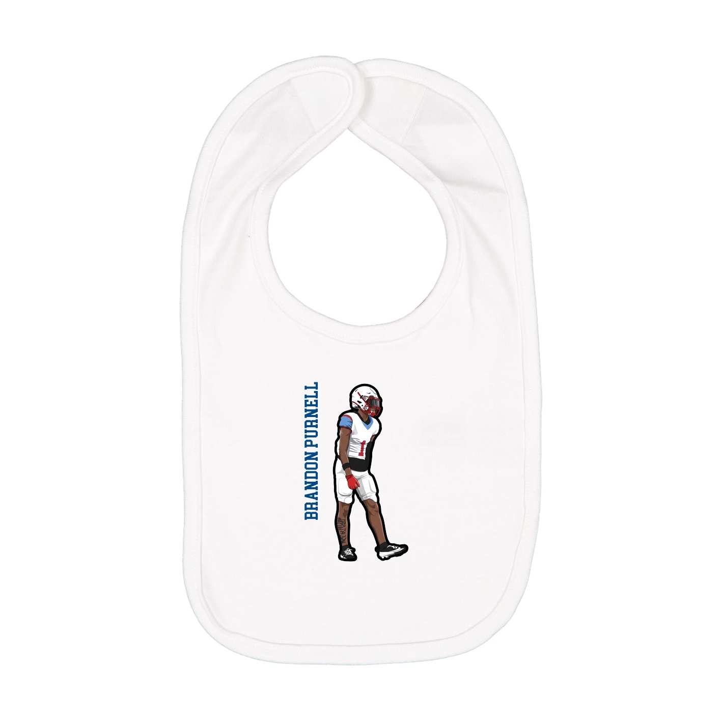 Infant Bib — Name Vertical in White