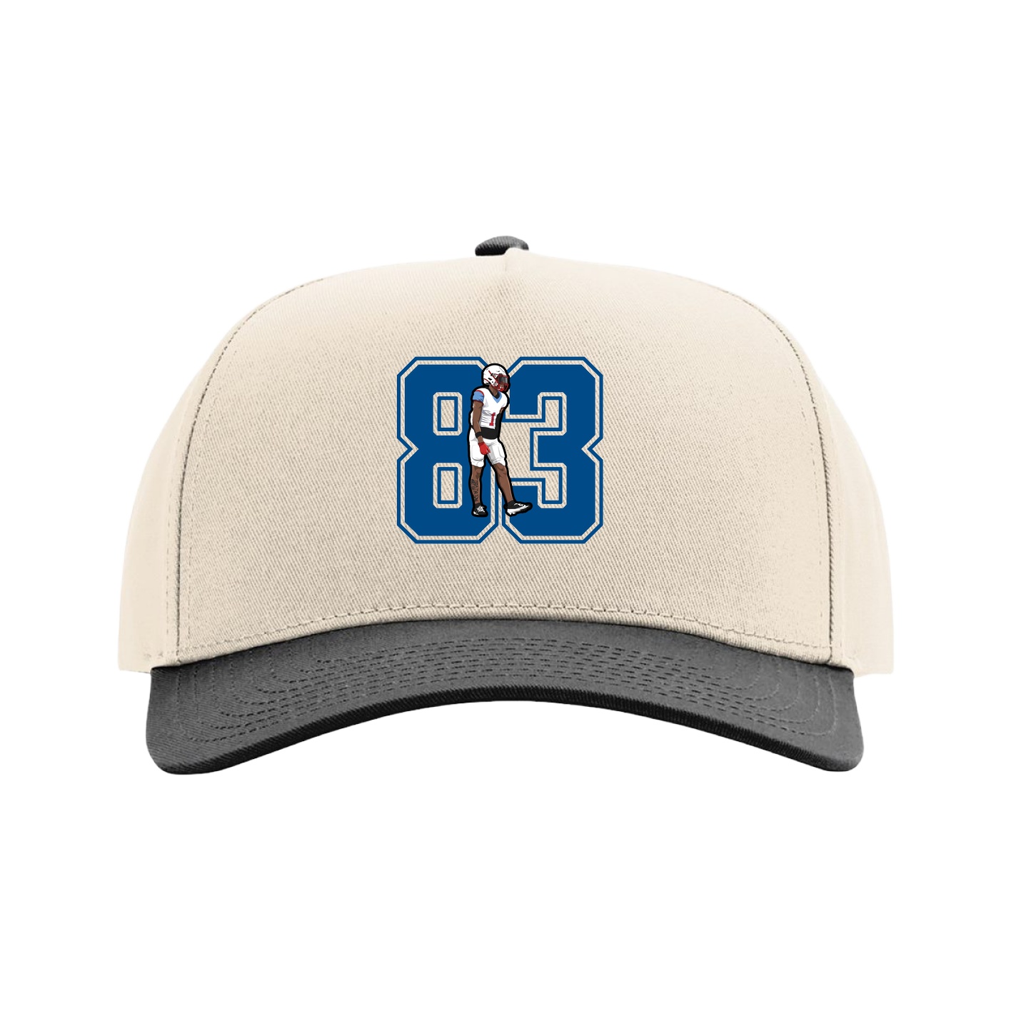 Full Fabric Five-Panel Champ Cap — Number in Cream/Black