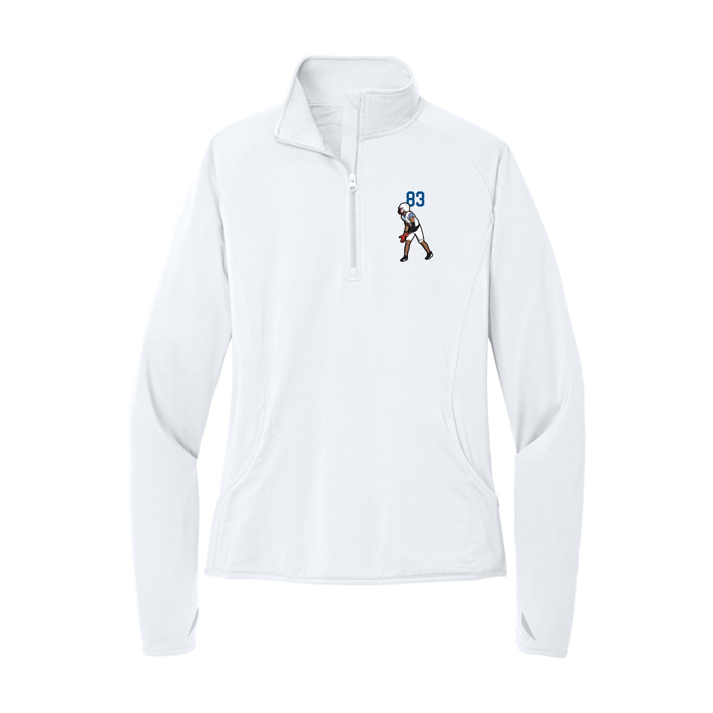 Women's Q-Zip Pullover — Number Top in White