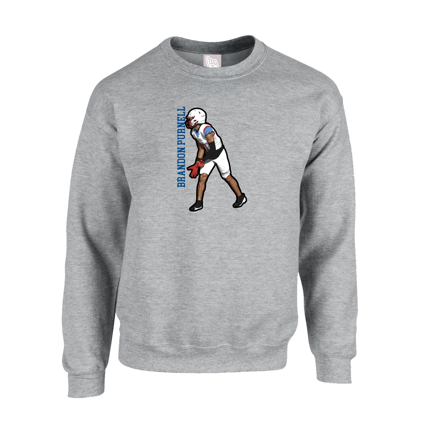 Fleece Crew — Name Vertical in Grey