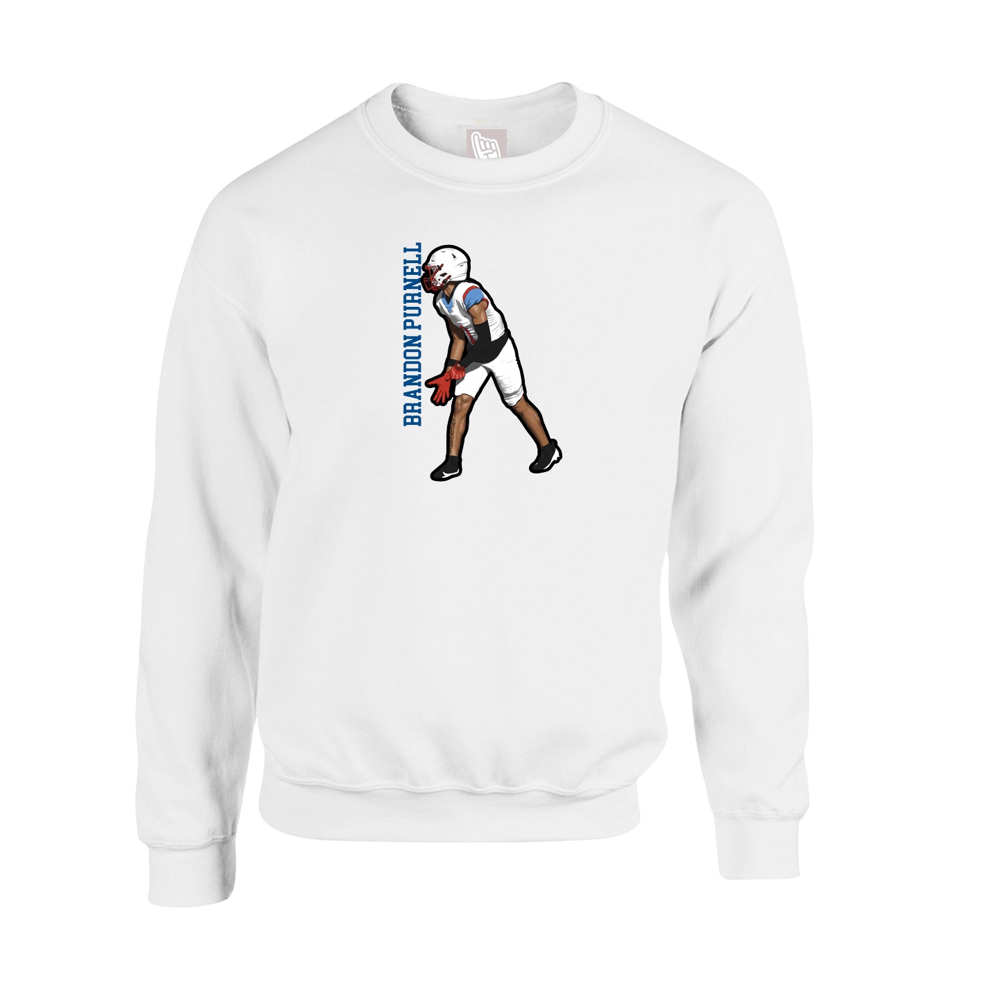 Fleece Crew — Name Vertical in White