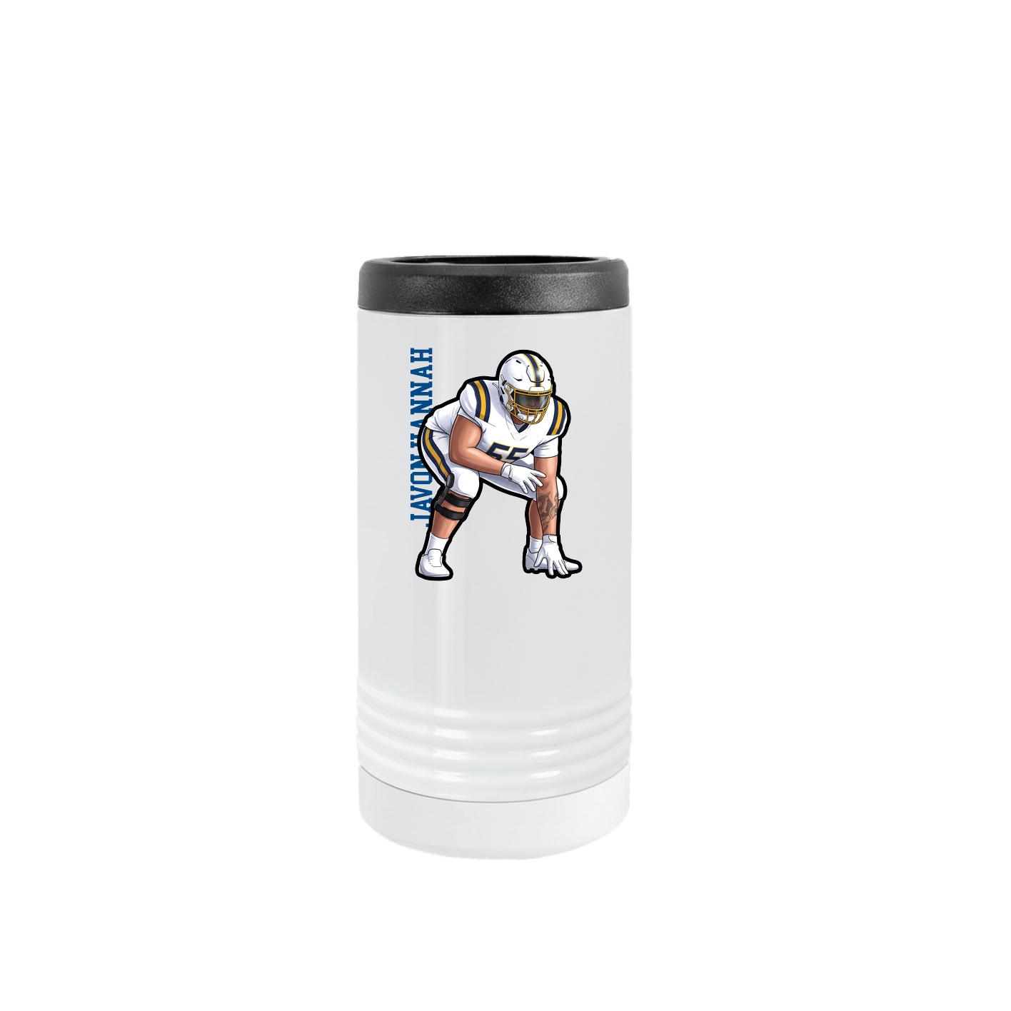 Slim Beverage Holder — Name Vertical in White