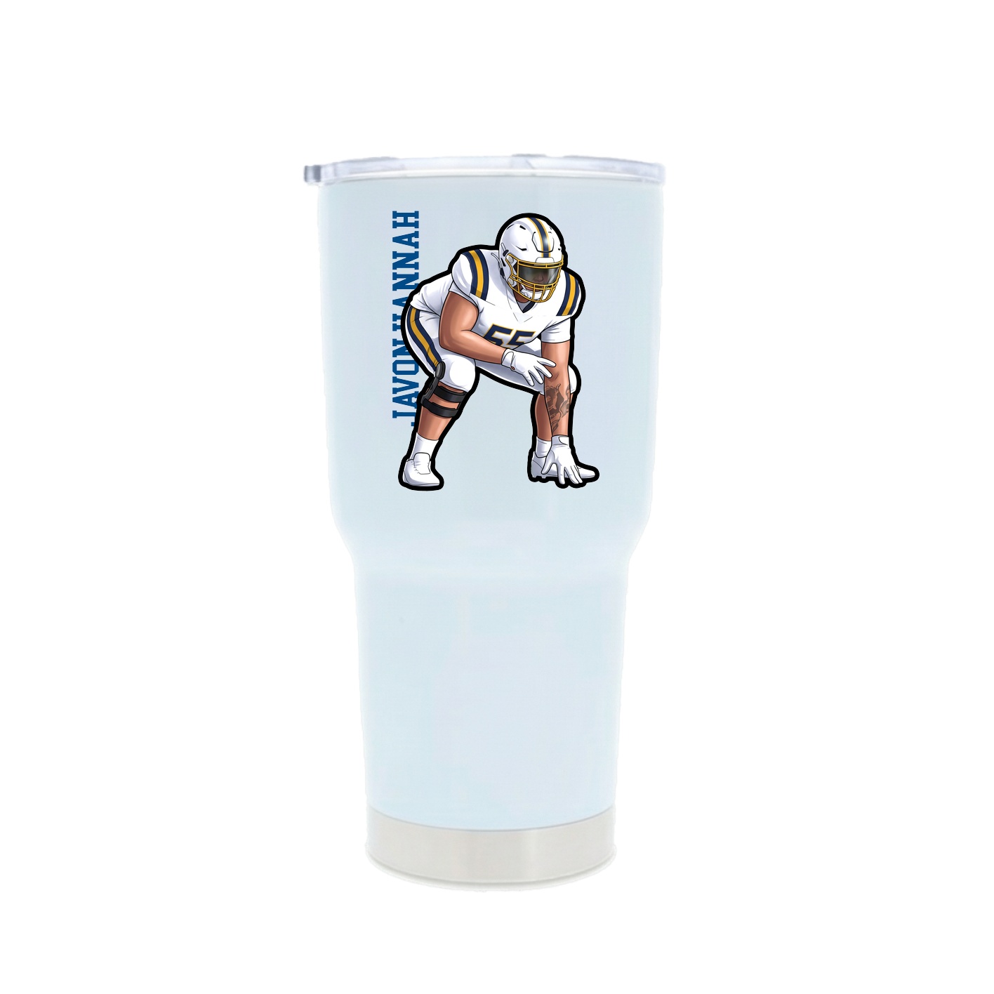 30oz Stainless Steel Tumbler — Name Vertical in White