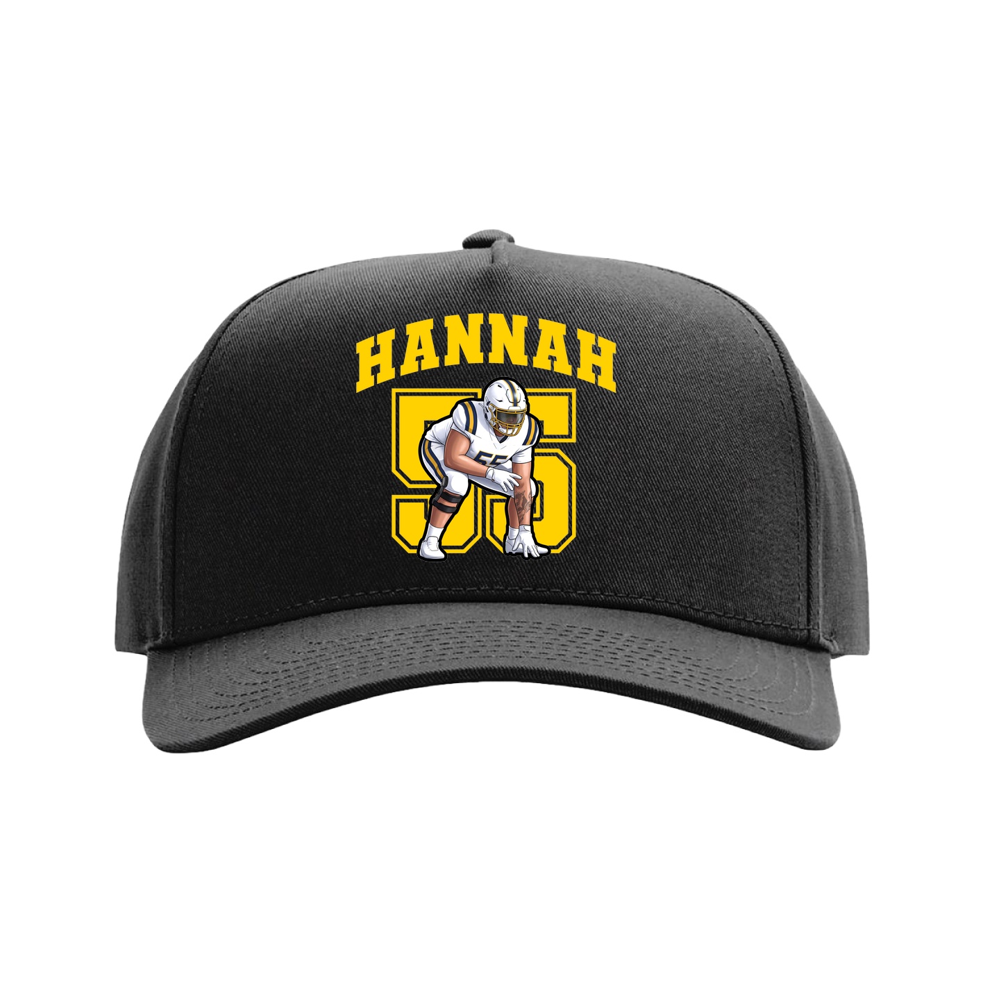 Full Fabric Five-Panel Champ Cap — Number in Black