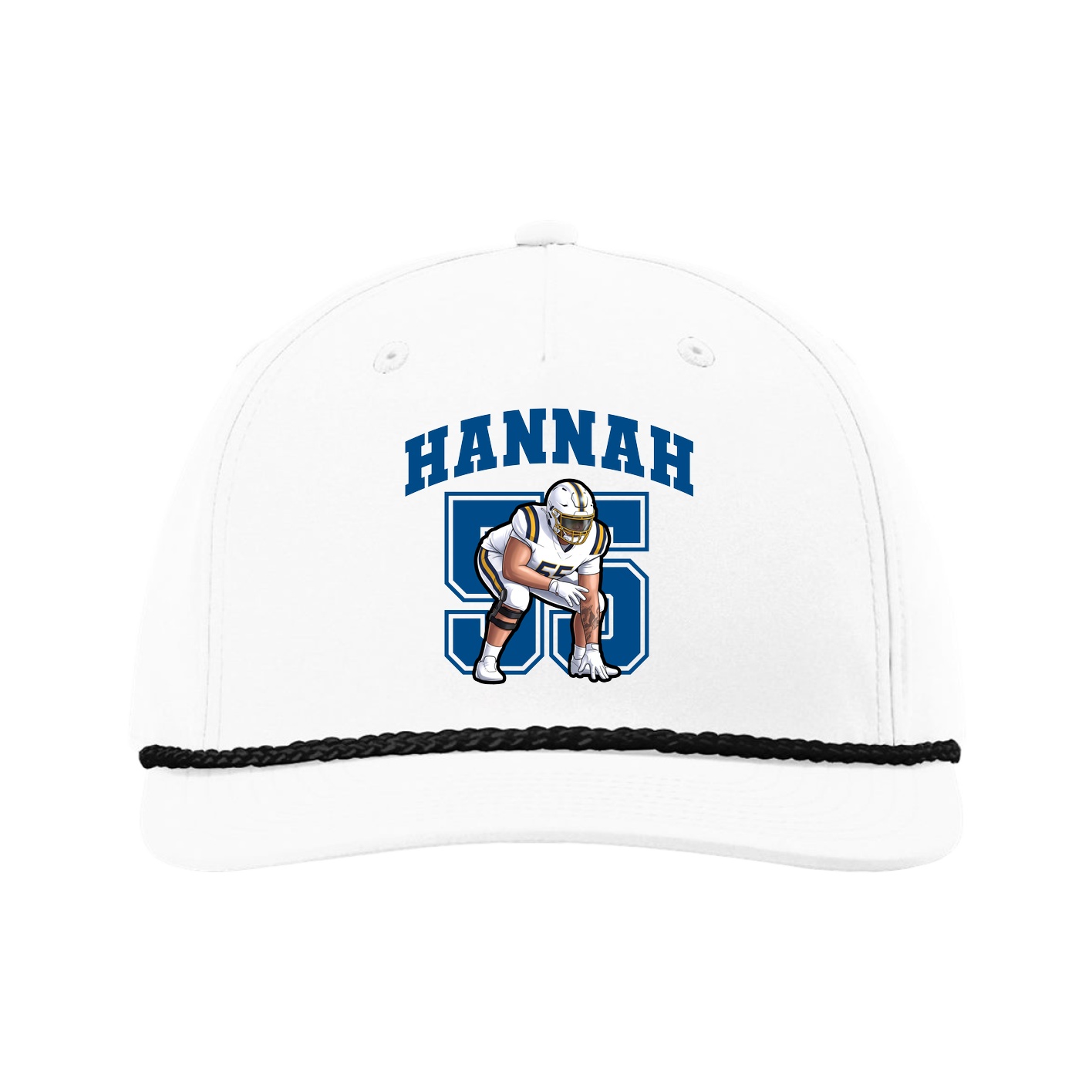 Five-Panel Classic Rope Cap — Number in White