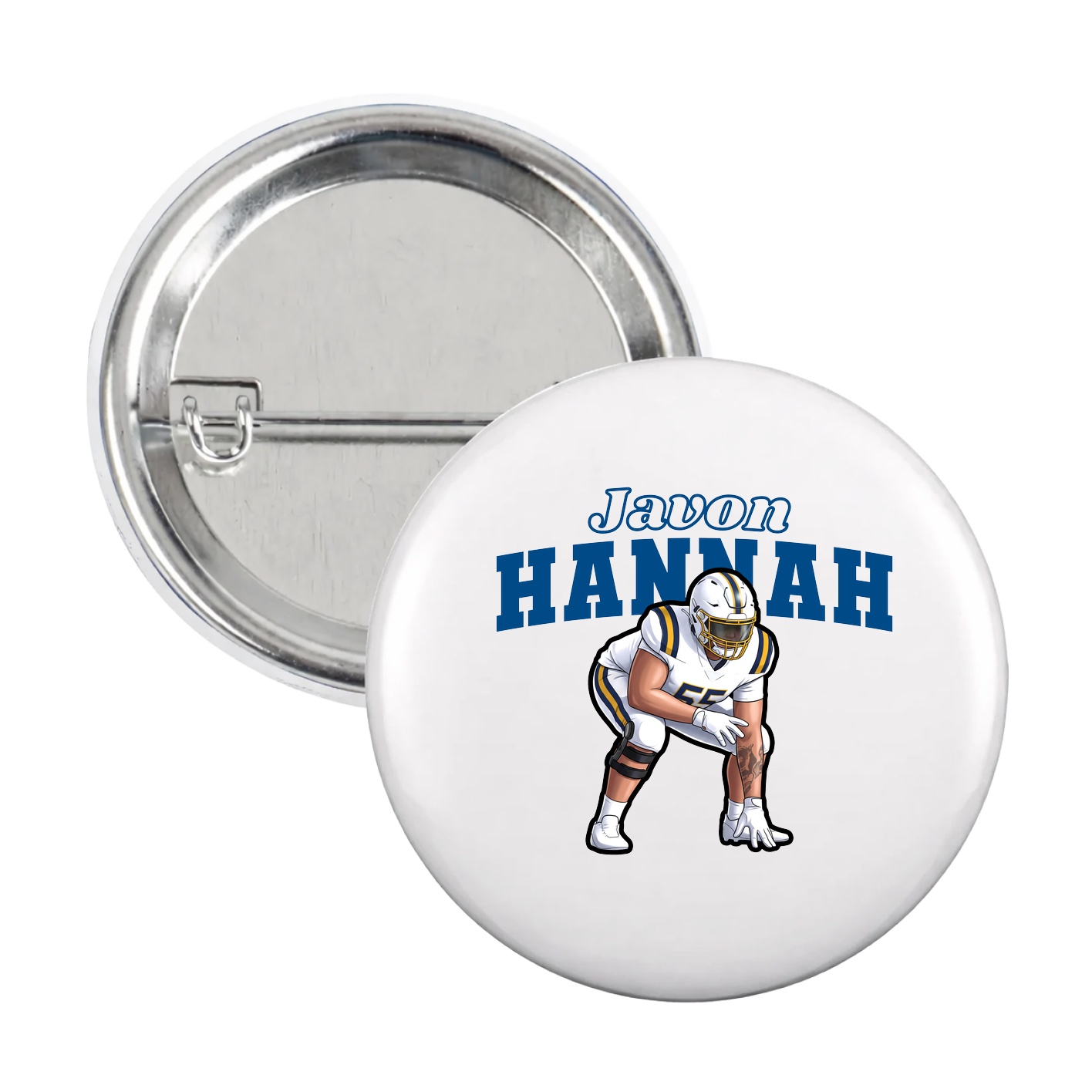 Game Day Button — Name Arch in White