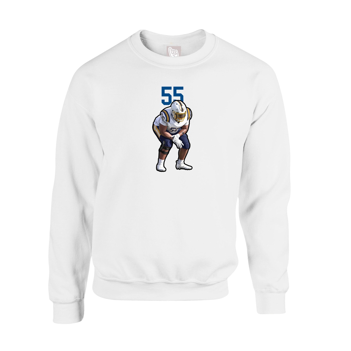 Fleece Crew — Number Top in White