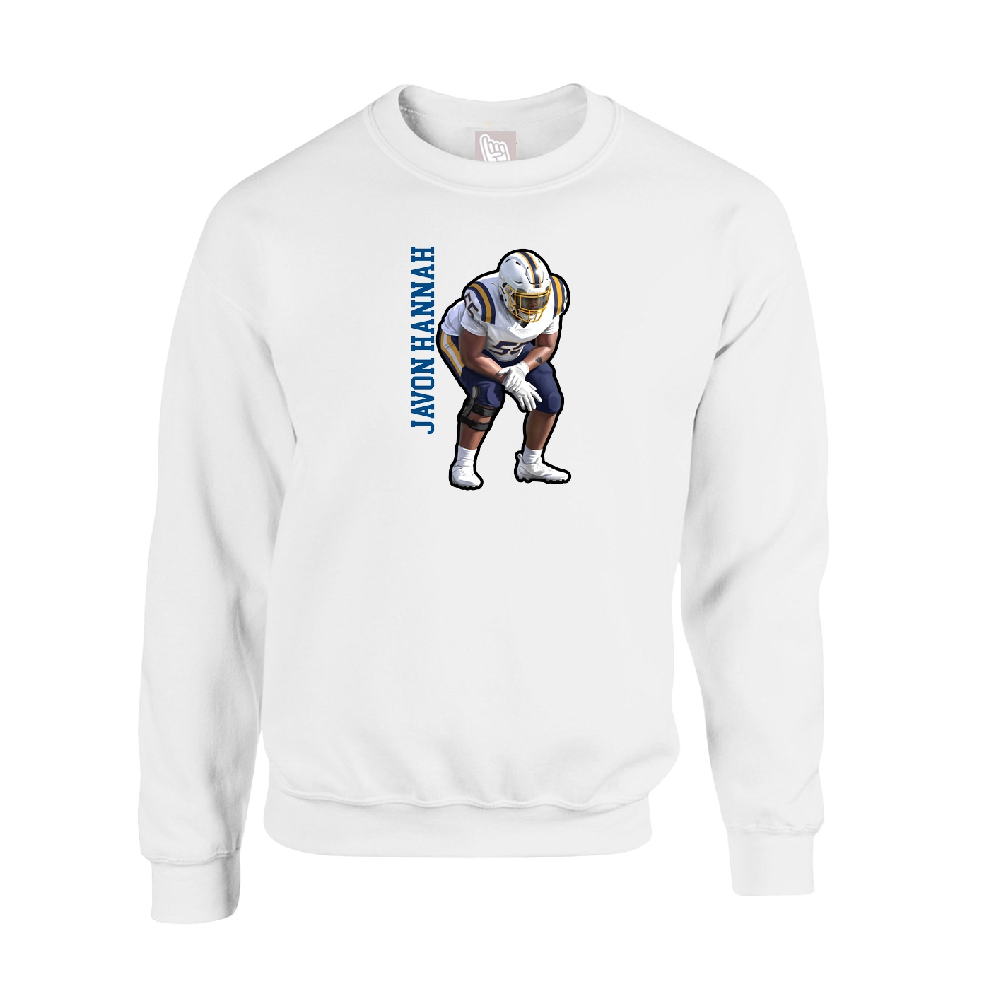 Fleece Crew — Name Vertical in White