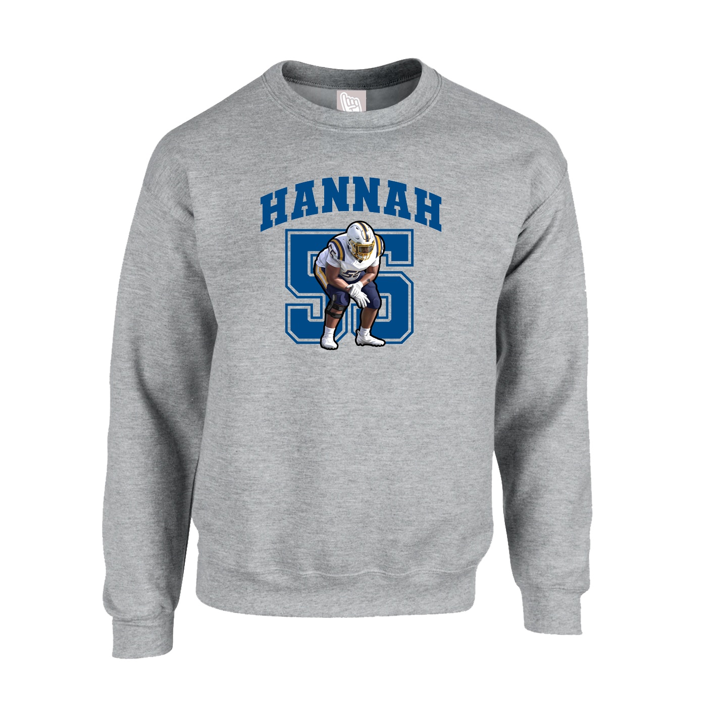 Fleece Crew — Number in Grey