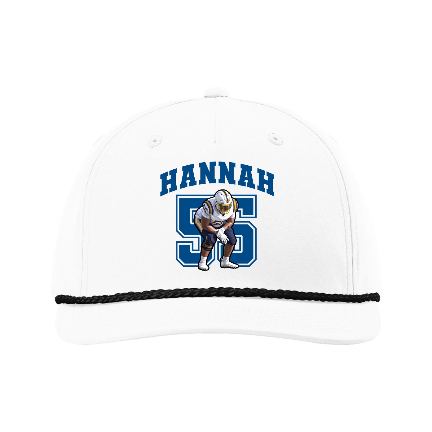 Five-Panel Classic Rope Cap — Number in White
