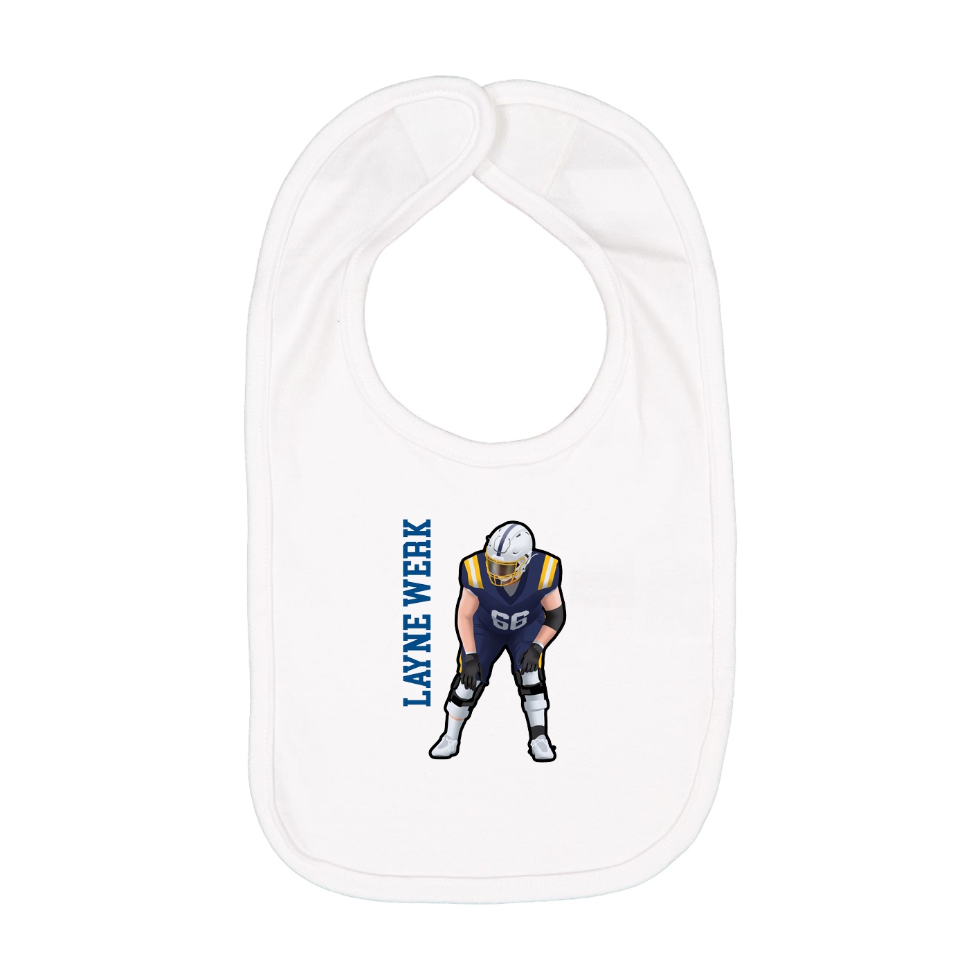Infant Bib — Name Vertical in White