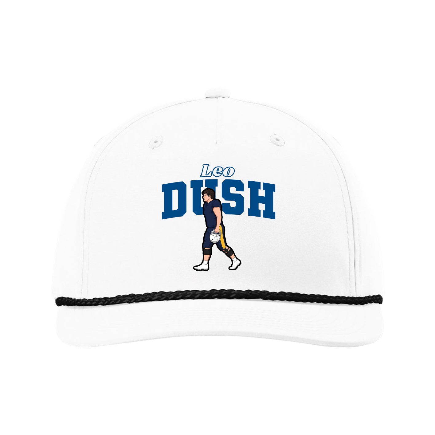 Five-Panel Classic Rope Cap — Name Arch in White