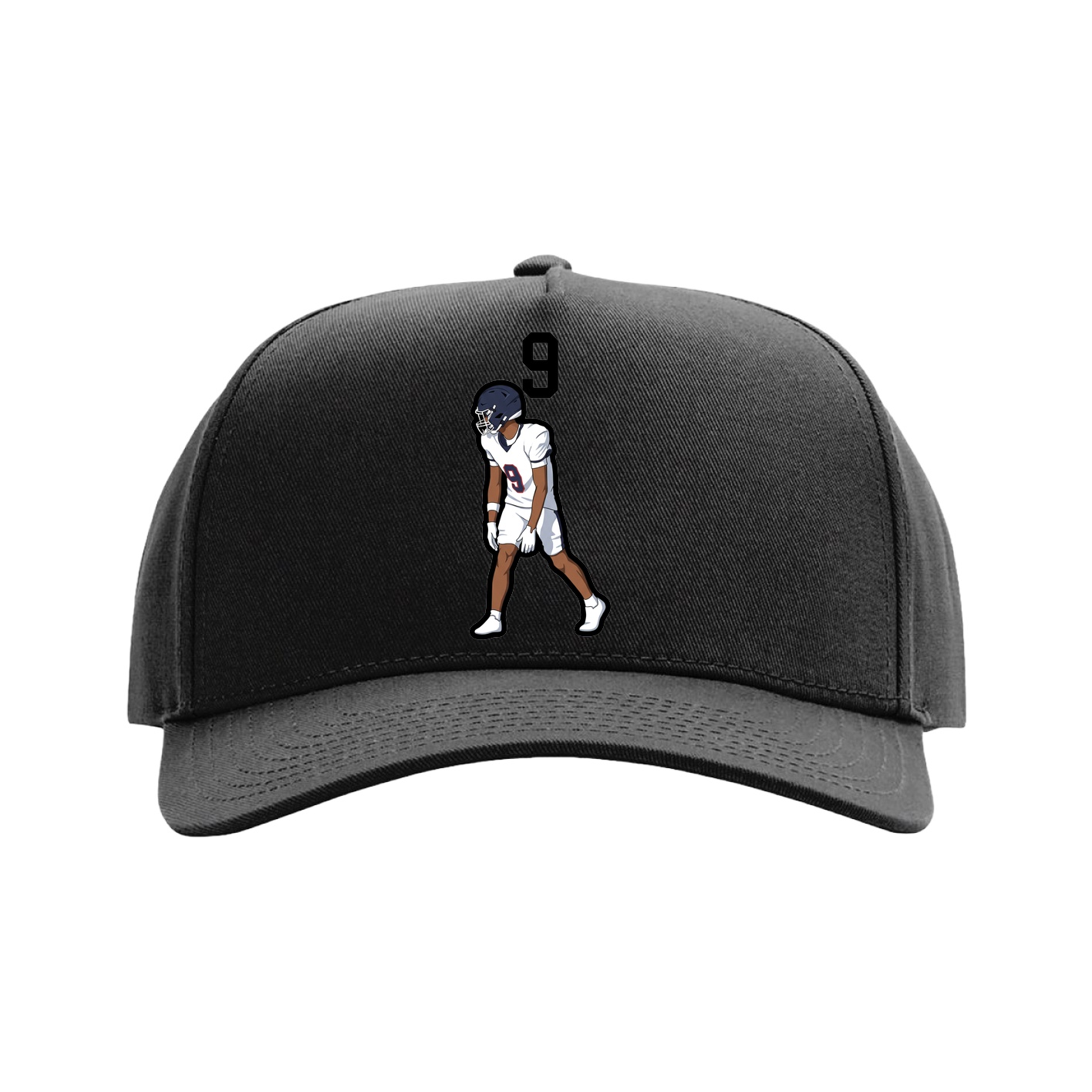 Full Fabric Five-Panel Champ Cap — Number Top in Black